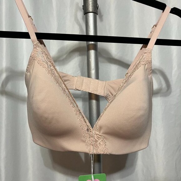 Natori Lightly Lined Lace Trim Bra Beige 30DD - Picture 2 of 12